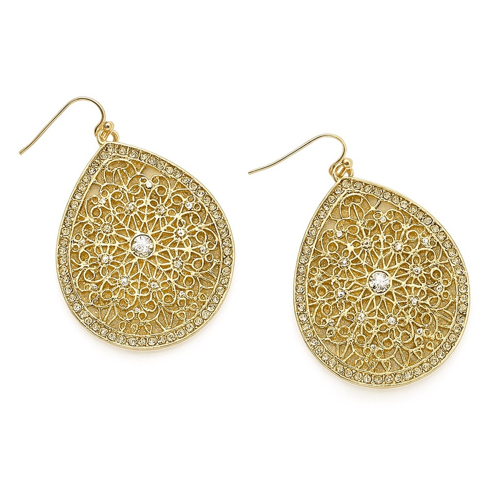 Golden Lace Teardrop Earrings